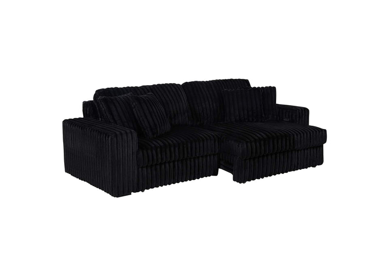 600537P Jacana Corduroy Upholstered Dual Power Chaise Sofa Black