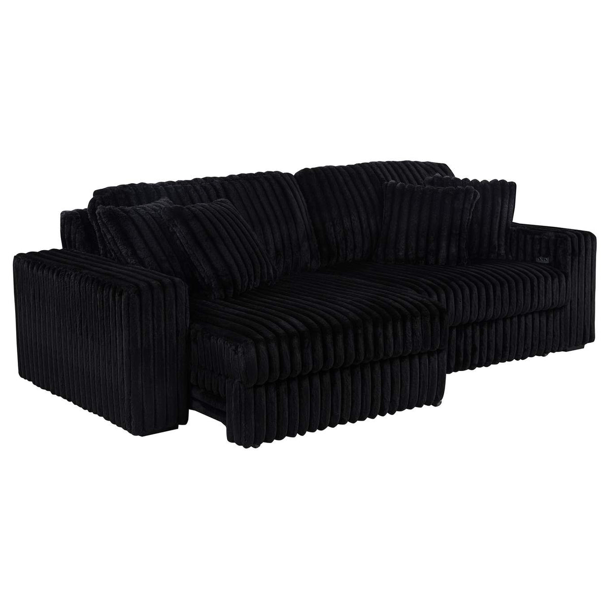 600537P Jacana Corduroy Upholstered Dual Power Chaise Sofa Black