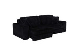 600537P Jacana Corduroy Upholstered Dual Power Chaise Sofa Black