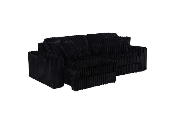 600537P Jacana Corduroy Upholstered Dual Power Chaise Sofa Black