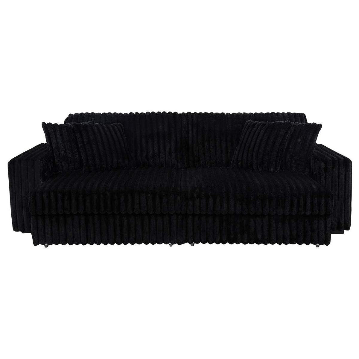 600537P Jacana Corduroy Upholstered Dual Power Chaise Sofa Black