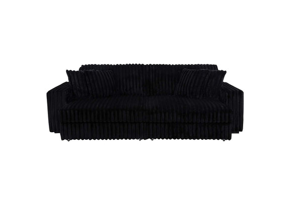 600537P Jacana Corduroy Upholstered Dual Power Chaise Sofa Black