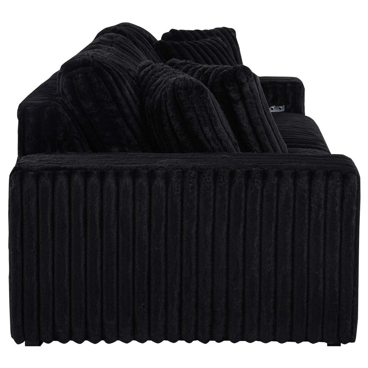 600537P Jacana Corduroy Upholstered Dual Power Chaise Sofa Black