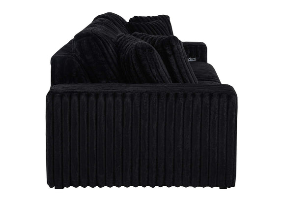 600537P Jacana Corduroy Upholstered Dual Power Chaise Sofa Black