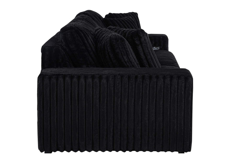 600537P Jacana Corduroy Upholstered Dual Power Chaise Sofa Black