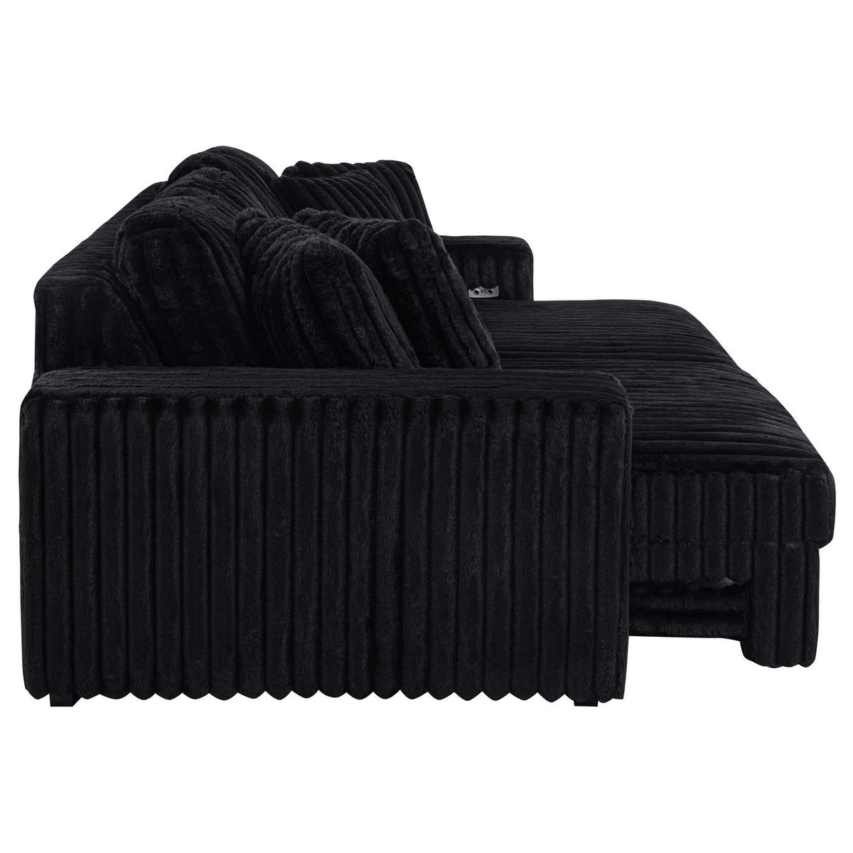 600537P Jacana Corduroy Upholstered Dual Power Chaise Sofa Black