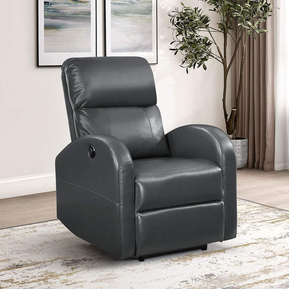 601499P Grant Upholstered Power Recliner Chair Grey