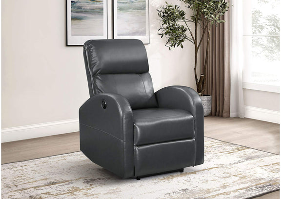 601499P Grant Upholstered Power Recliner Chair Grey