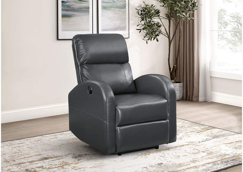 601499P Grant Upholstered Power Recliner Chair Grey