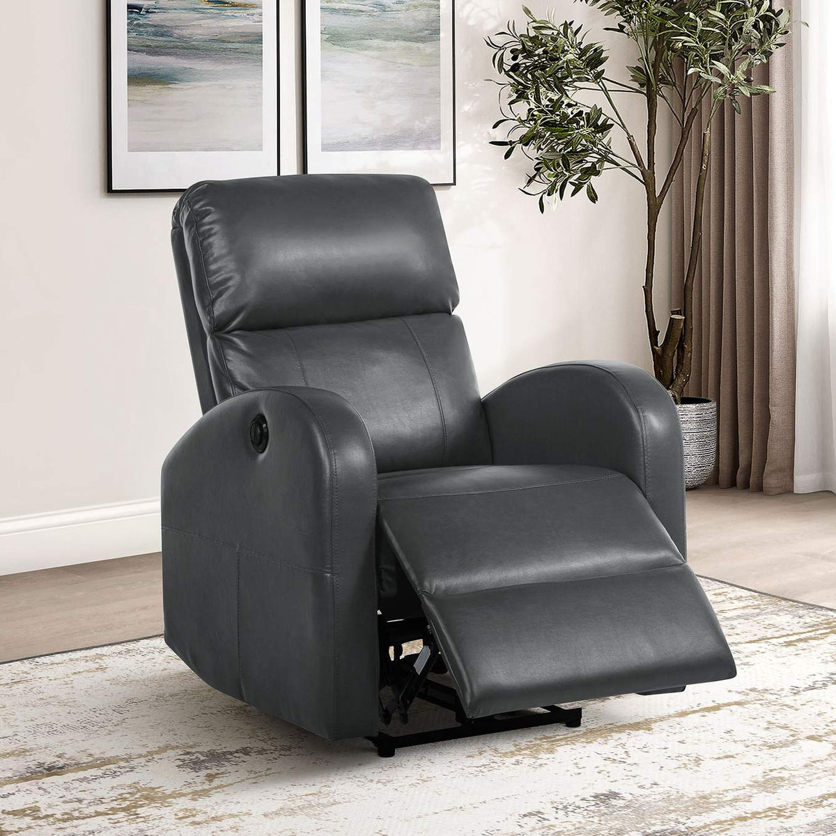 601499P Grant Upholstered Power Recliner Chair Grey