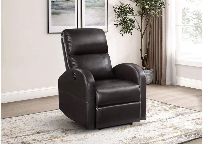601500P Grant Upholstered Power Recliner Chair Brown