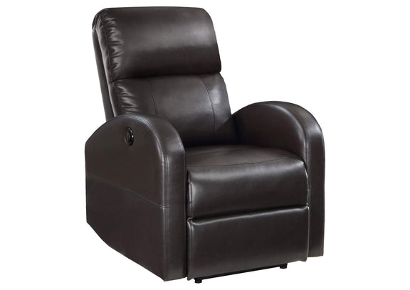 601500P Grant Upholstered Power Recliner Chair Brown