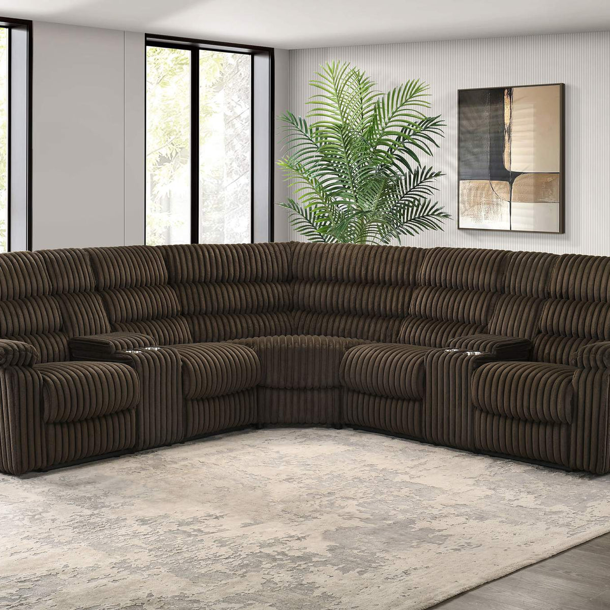 601510 Atkinson Upholstered Reclining Sectional Sofa Chocolate