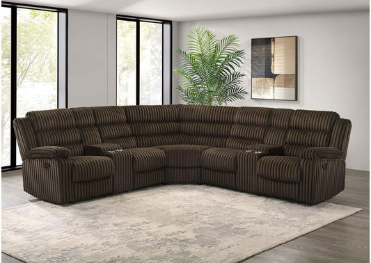 601510 Atkinson Upholstered Reclining Sectional Sofa Chocolate