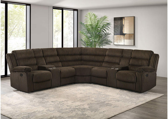 601510 Atkinson Upholstered Reclining Sectional Sofa Chocolate