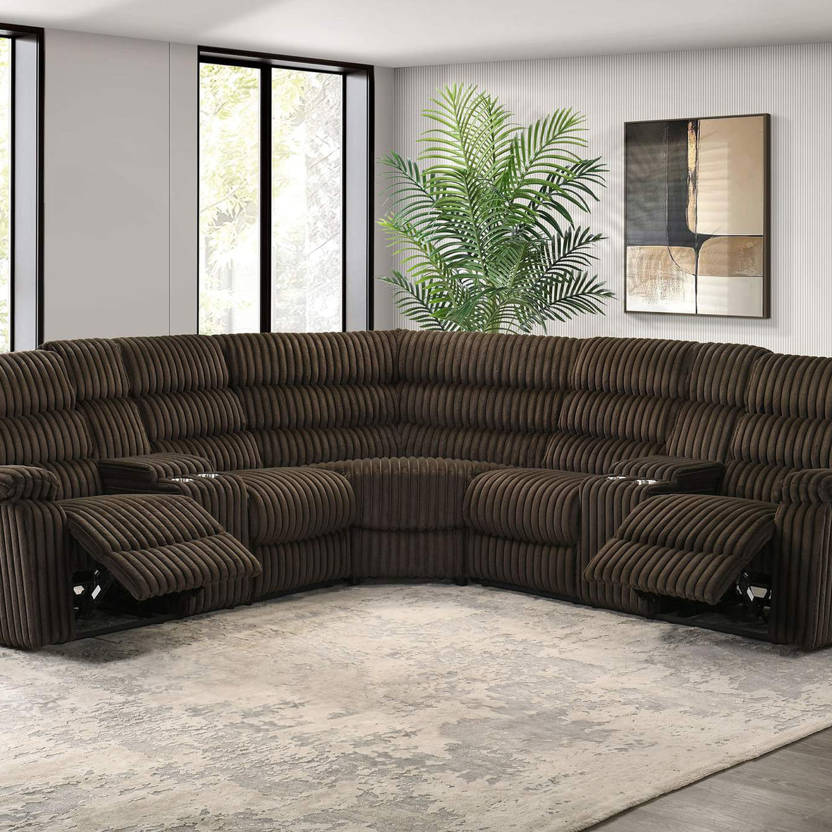 601510 Atkinson Upholstered Reclining Sectional Sofa Chocolate