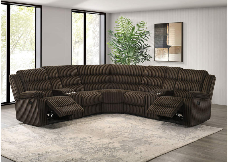 601510 Atkinson Upholstered Reclining Sectional Sofa Chocolate