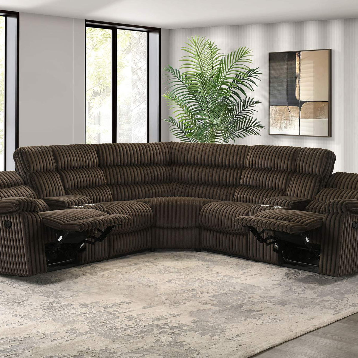 601510 Atkinson Upholstered Reclining Sectional Sofa Chocolate
