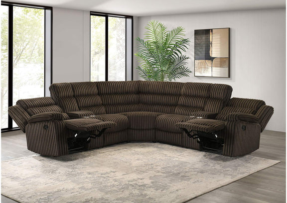 601510 Atkinson Upholstered Reclining Sectional Sofa Chocolate