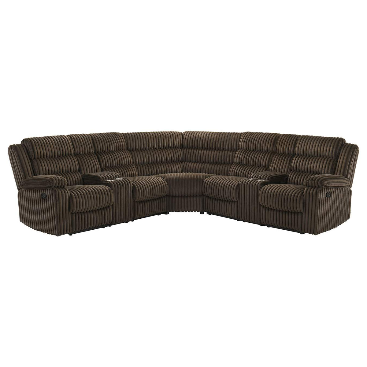 601510 Atkinson Upholstered Reclining Sectional Sofa Chocolate