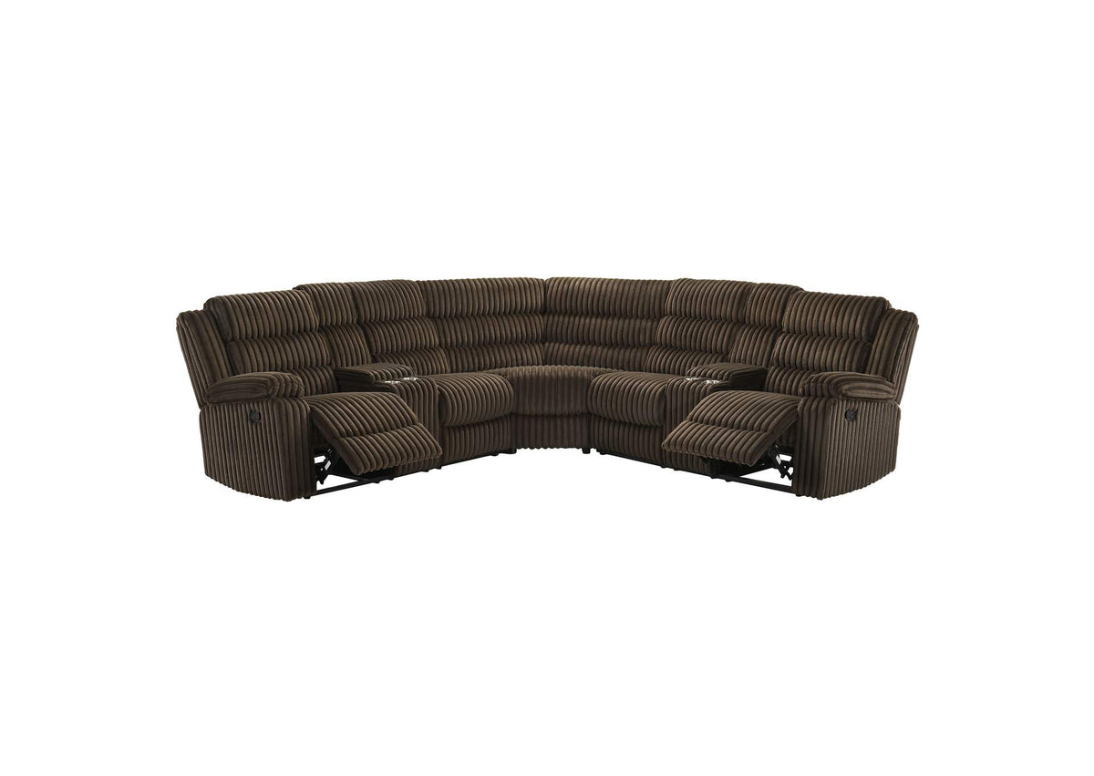 601510 Atkinson Upholstered Reclining Sectional Sofa Chocolate