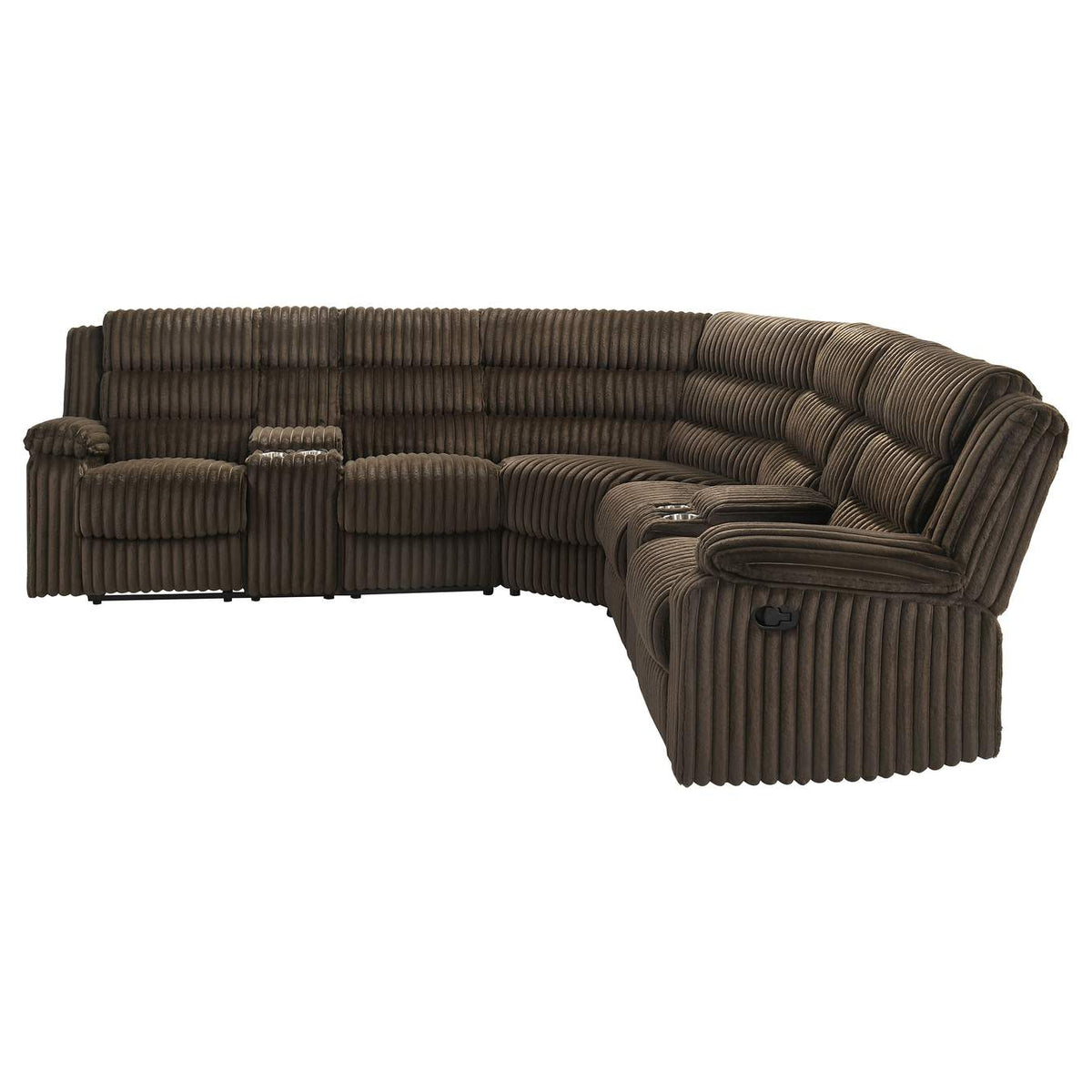 601510 Atkinson Upholstered Reclining Sectional Sofa Chocolate