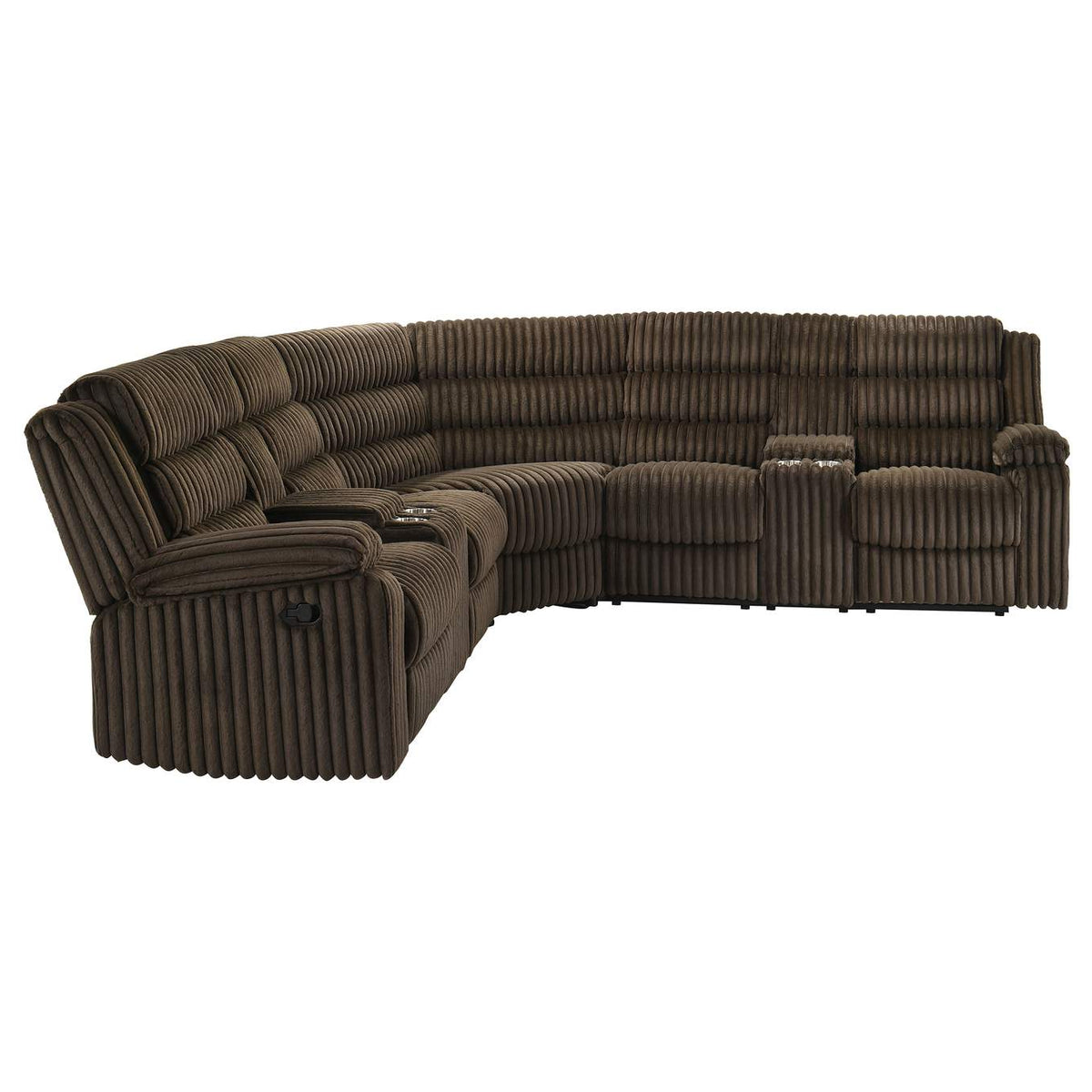 601510 Atkinson Upholstered Reclining Sectional Sofa Chocolate