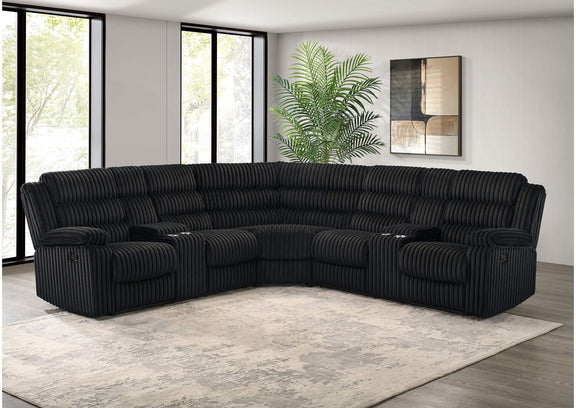 601520 Atkinson Upholstered Reclining Sectional Sofa Black
