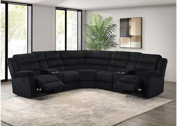 601520 Atkinson Upholstered Reclining Sectional Sofa Black
