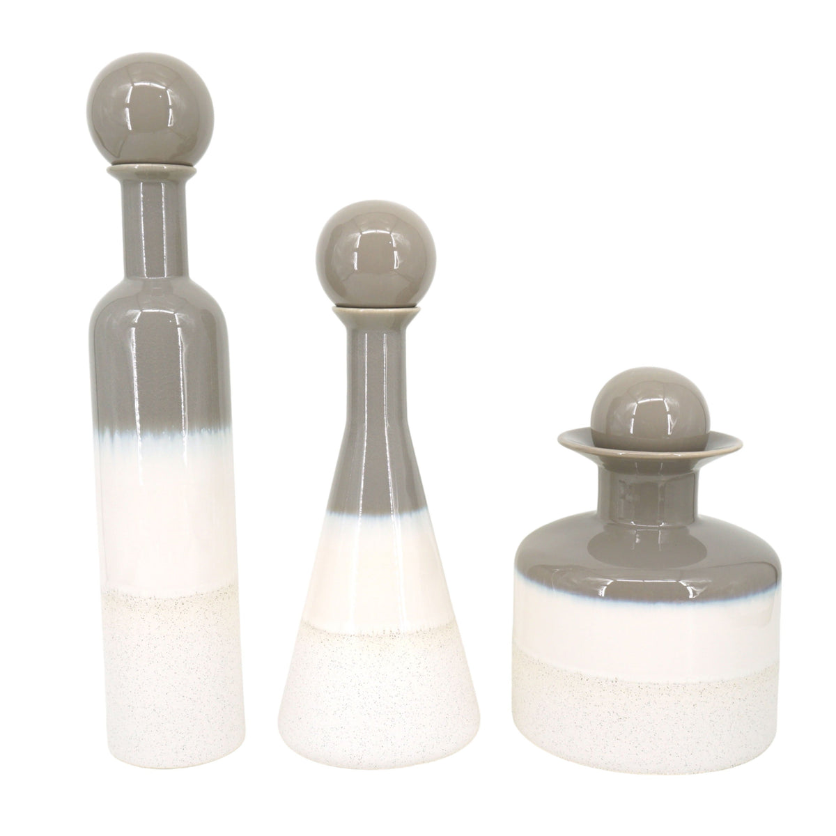 11" / 16" / 21" Calista Glaze Bottles (Set of 3) - Cream