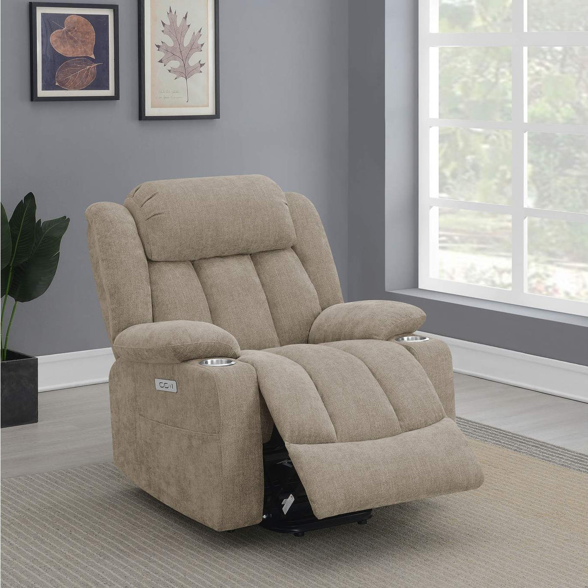 602274P Houston Upholstered Power Lift Recliner Chair Camel