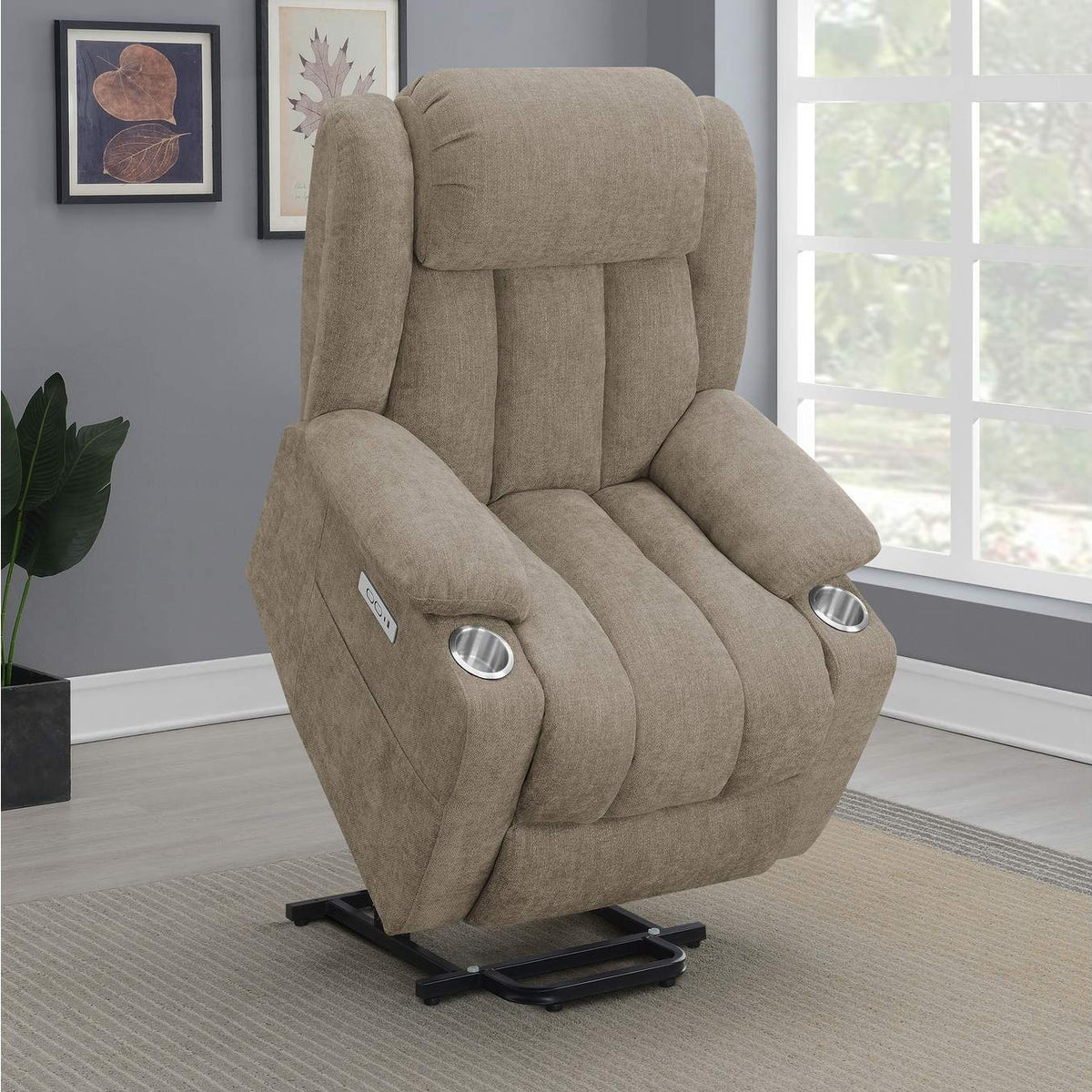602274P Houston Upholstered Power Lift Recliner Chair Camel