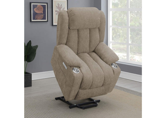 602274P Houston Upholstered Power Lift Recliner Chair Camel