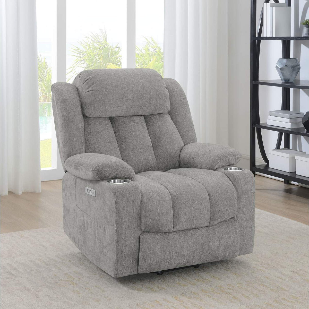 602284P Houston Upholstered Power Lift Recliner Grey