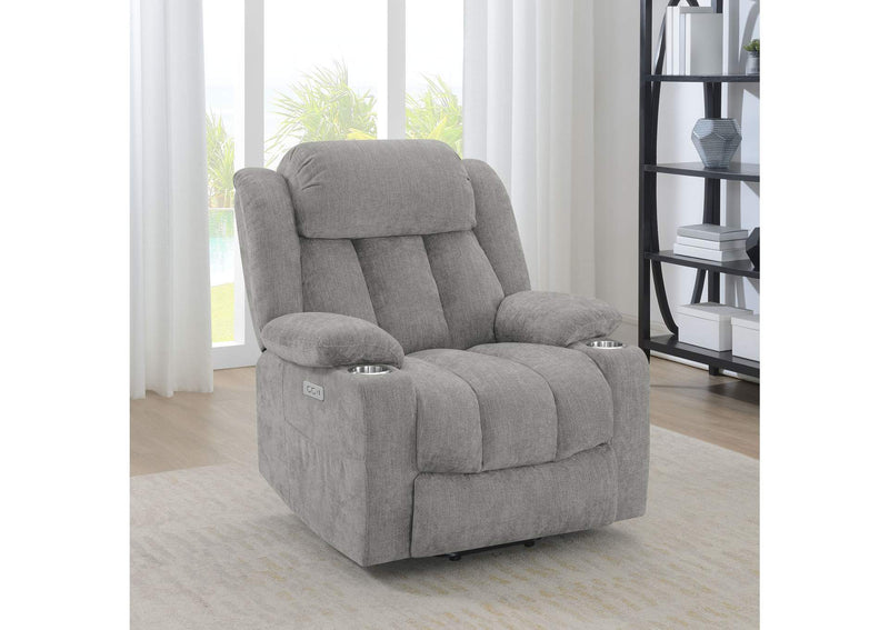 602284P Houston Upholstered Power Lift Recliner Grey