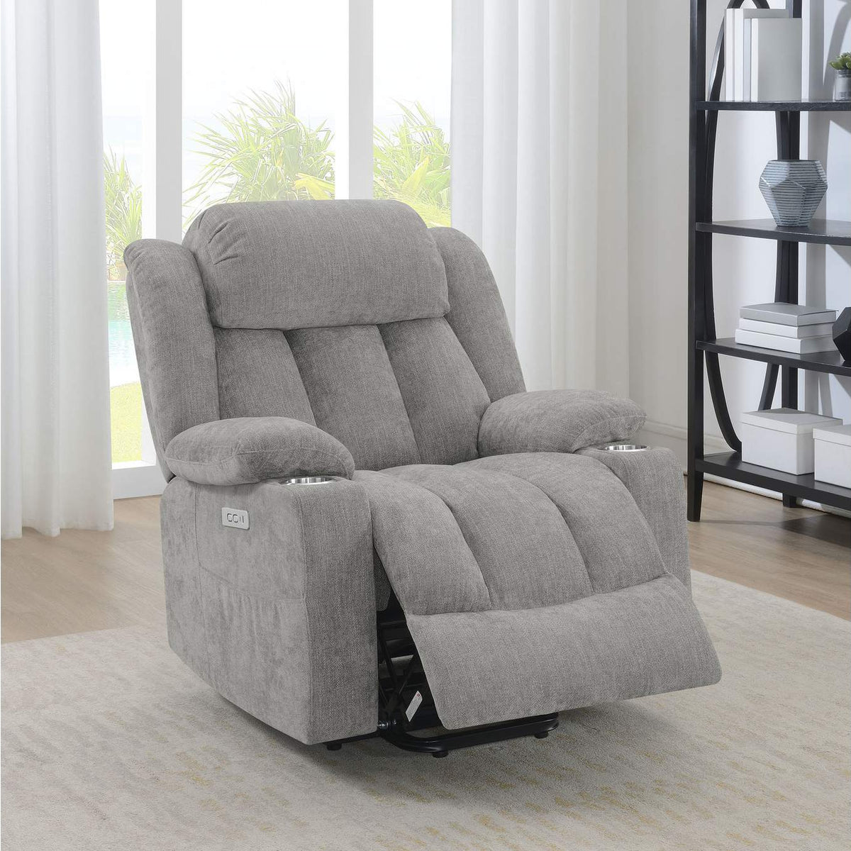 602284P Houston Upholstered Power Lift Recliner Grey