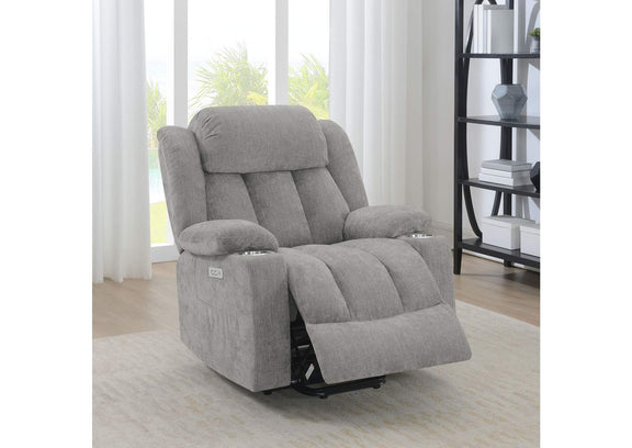 602284P Houston Upholstered Power Lift Recliner Grey