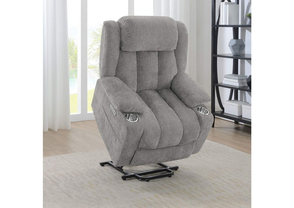 602284P Houston Upholstered Power Lift Recliner Grey