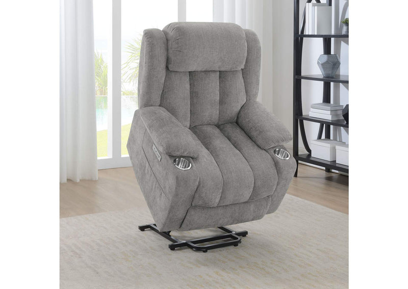 602284P Houston Upholstered Power Lift Recliner Grey