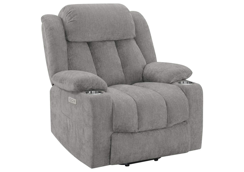 602284P Houston Upholstered Power Lift Recliner Grey