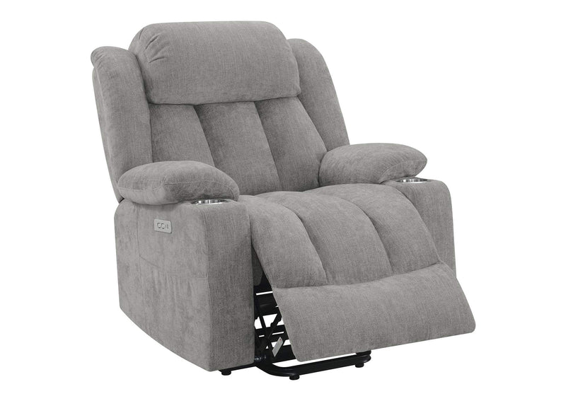 602284P Houston Upholstered Power Lift Recliner Grey