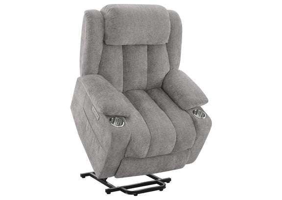 602284P Houston Upholstered Power Lift Recliner Grey