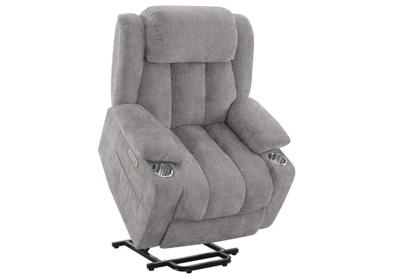 602284P Houston Upholstered Power Lift Recliner Grey