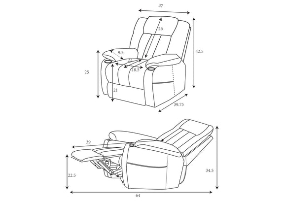 602284P Houston Upholstered Power Lift Recliner Grey