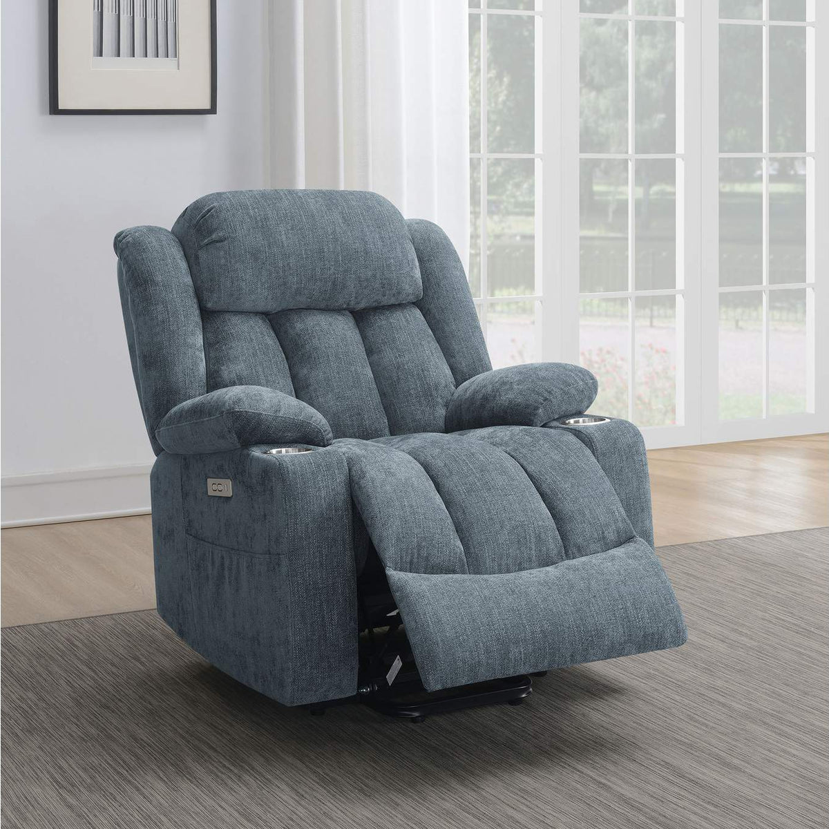 602294P Houston Upholstered Power Lift Recliner Slate Blue