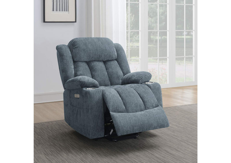 602294P Houston Upholstered Power Lift Recliner Slate Blue