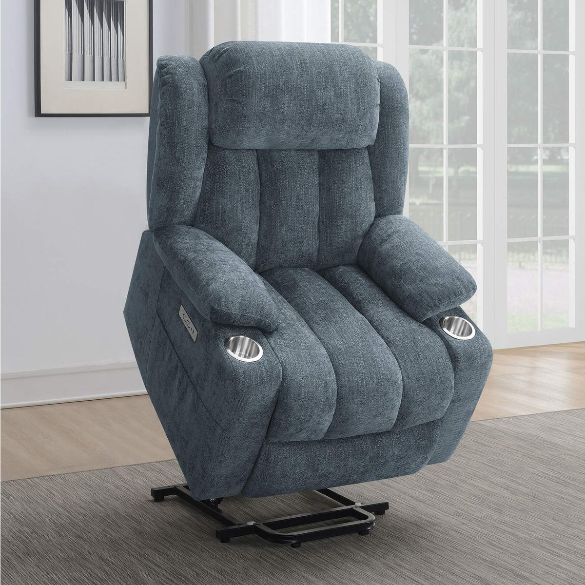 602294P Houston Upholstered Power Lift Recliner Slate Blue
