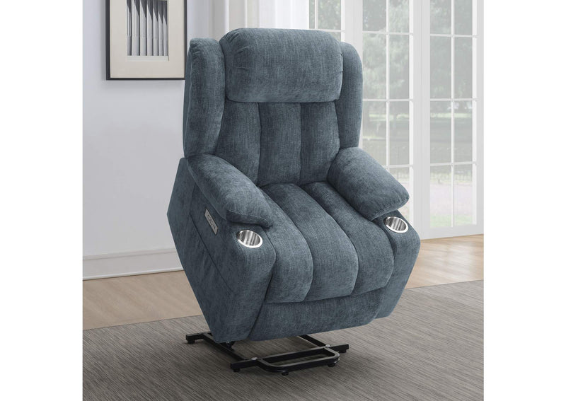 602294P Houston Upholstered Power Lift Recliner Slate Blue