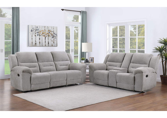 602551-S2 Gilson 2-piece Chenille Upholstered Reclining Sofa Set Grey