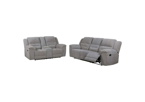 602551-S2 Gilson 2-piece Chenille Upholstered Reclining Sofa Set Grey